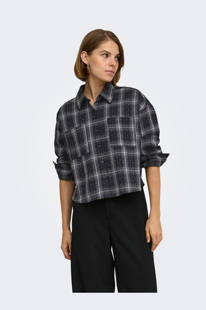 Only - Onlilston Ls Glitter Detail Shirt - 5116396 Black W. Embellishment