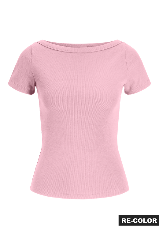 Jjxx - Jxfifi Str Ss Boatneck Tee - 5267248 Parfait Pink