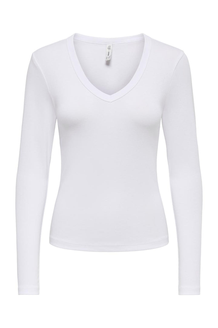 Only - Onlriley L/S V Neck Top - 5263442 Cloud Dancer