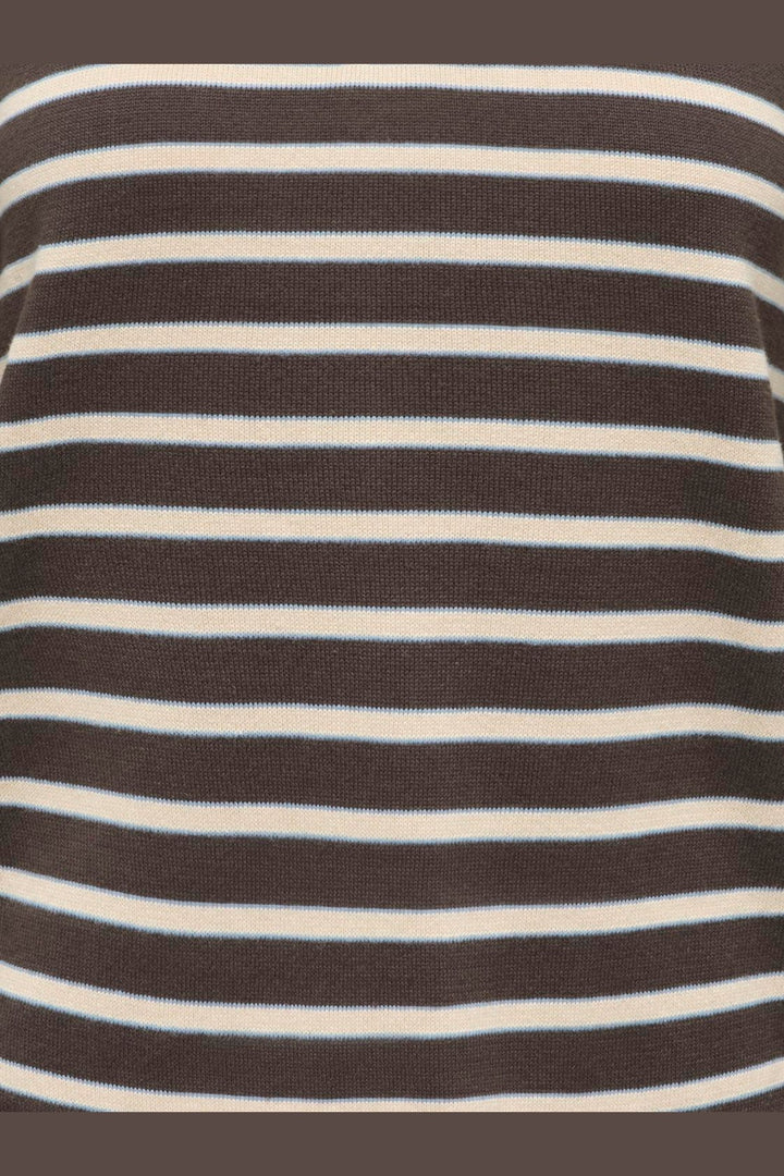 JDY - Jdyina L/S Polo Pullover Knt - 5094718 Mulch Sandshell / Windward Blue
