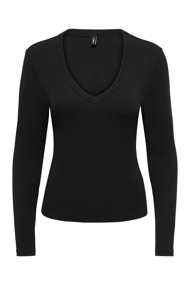 Only - Onlriley L/S V Neck Top - 5263436 Black