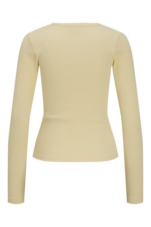 Jjxx - Jxfreya Str Ls V-Neck Top - 5144877 Pastel Yellow