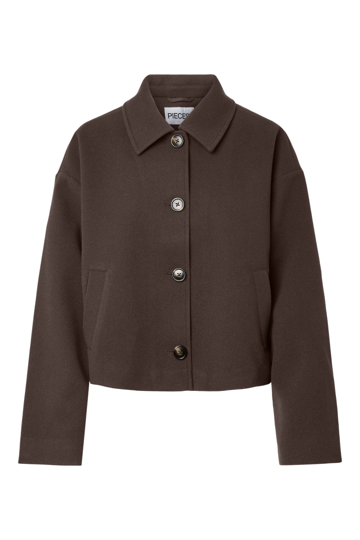 Pieces - Pcaya Short Coat - 5102307 Hot Fudge