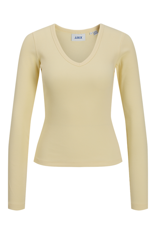 Jjxx - Jxfreya Str Ls V-Neck Top - 5144877 Pastel Yellow