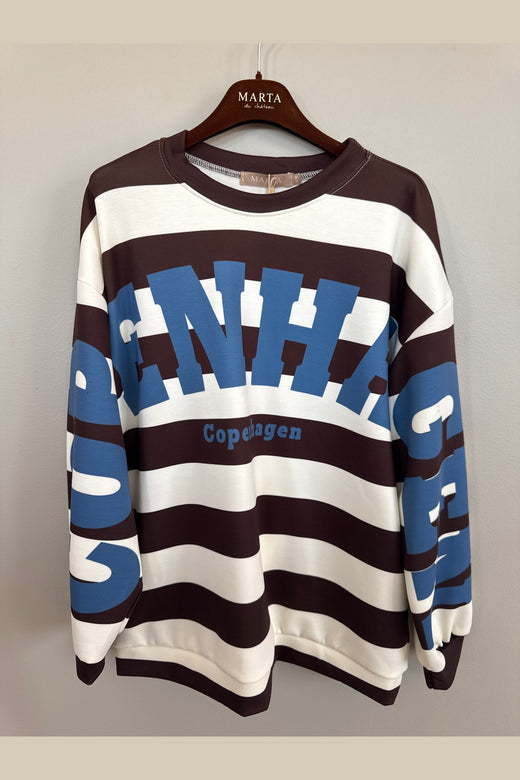 Marta Du Chateau - Mdcnerina Sweatshirt 22659S - Choco/Jeans Blue