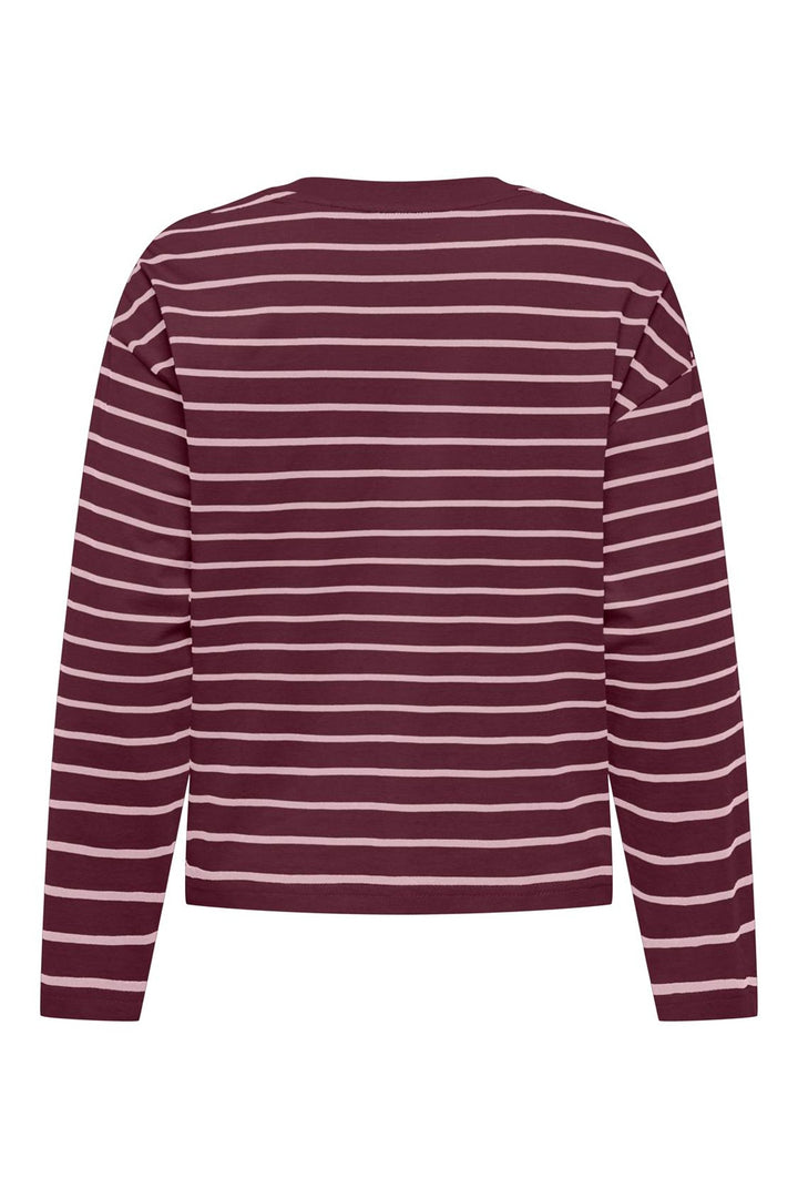 Only - Onlhappy L/S O-Neck Stripe Tee - 5203236 Fig Pale Lilac Lena