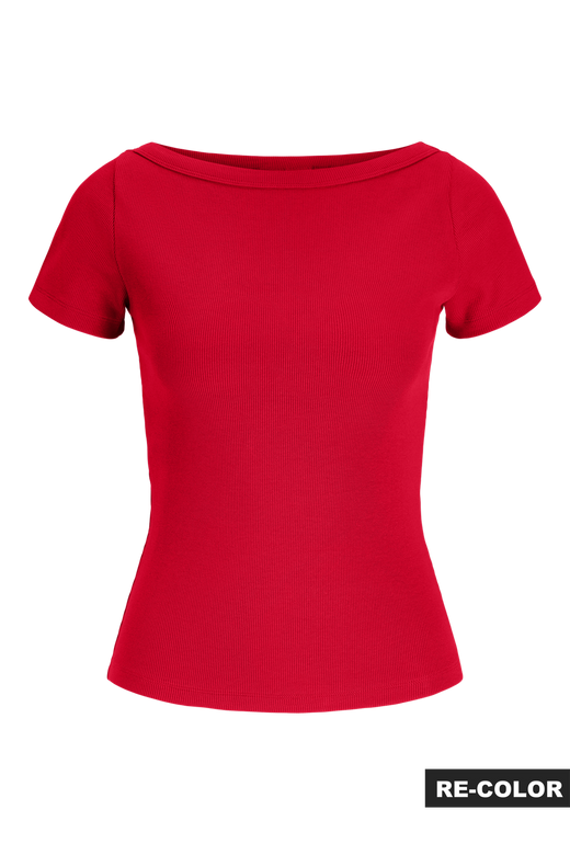 Jjxx - Jxfifi Str Ss Boatneck Tee - 5267246 Tango Red