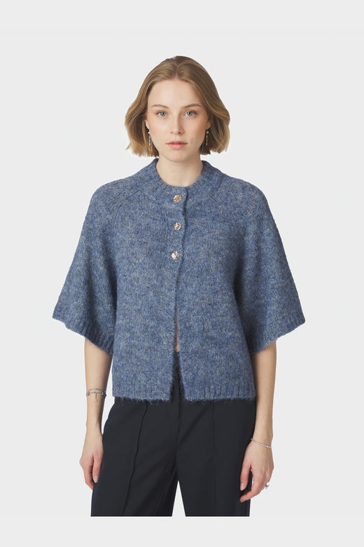 Neo Noir - Benuta Fluffy Knit Cardigan 165816 - 407 - Smoke Blue