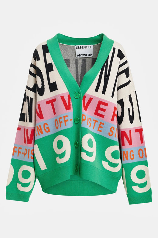 Essentiel Antwerp - Kreezer Jacquard Knit Jacket - K1ow Combo1 Off White Cardigans 
