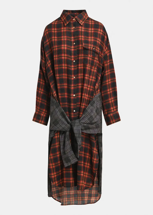 Essentiel Antwerp - Kristin Tie Waist Shirt Dress - K1fs Combo1 Firestarter 
