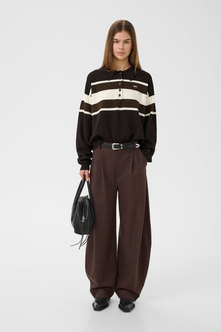 Gestuz - Gzalexu Polo Pullover 10911514 - 109932 - Ganache/Slate Black/Egret Strikbluser 