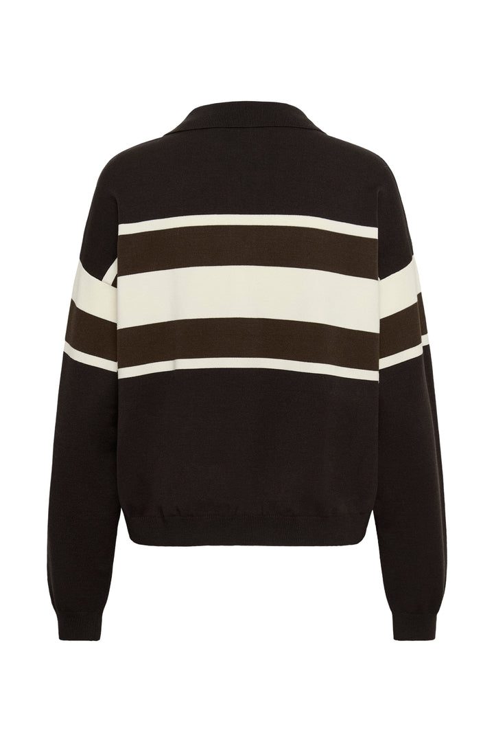 Gestuz - Gzalexu Polo Pullover 10911514 - 109932 - Ganache/Slate Black/Egret Strikbluser 