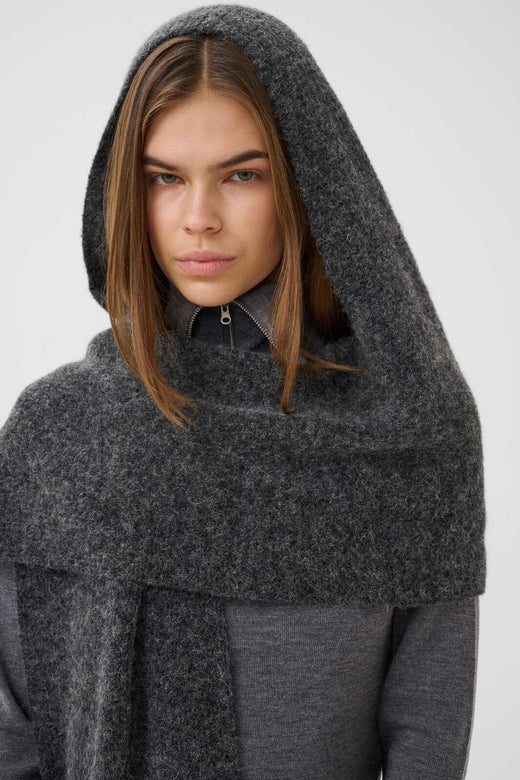 Gestuz - Gzalpha Hoodscarf 10911662 - 106286 - Charcoal Melange Tørklæder 