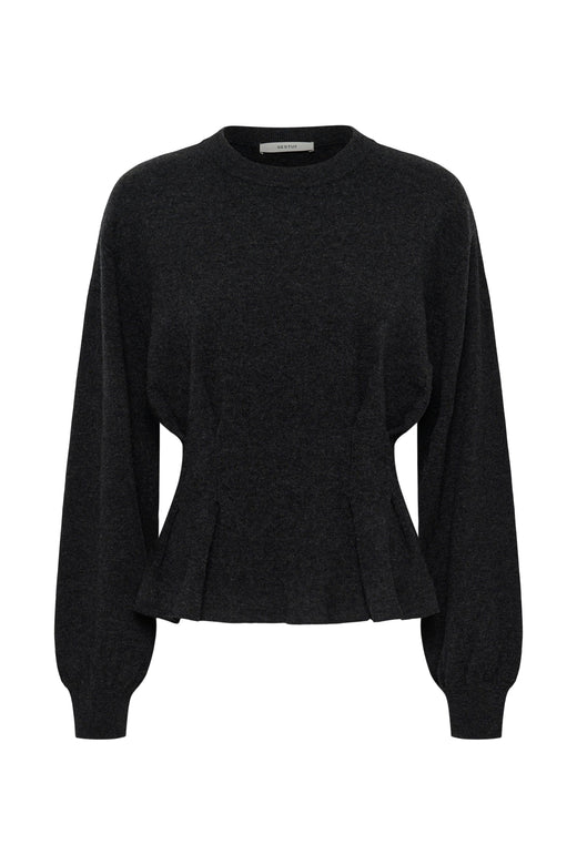 Gestuz - Gzmanzi Waist Pullover 10911492 - 106530 - Deep Graphite Melange Strikbluser 