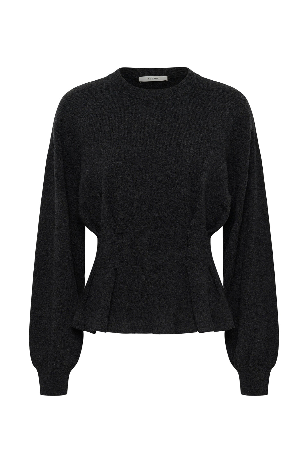 Gestuz - Gzmanzi Waist Pullover 10911492 - 106530 - Deep Graphite Melange Strikbluser 