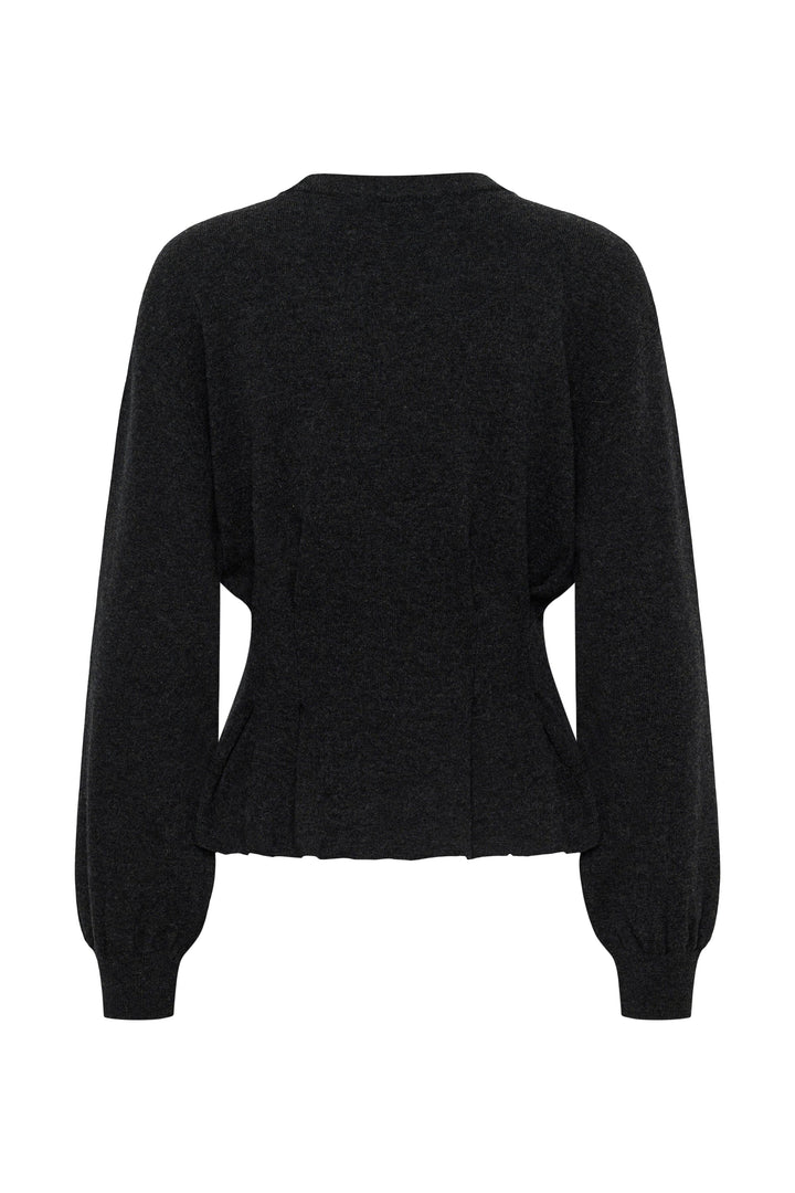Gestuz - Gzmanzi Waist Pullover 10911492 - 106530 - Deep Graphite Melange Strikbluser 