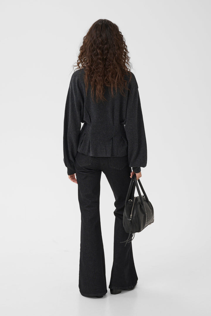 Gestuz - Gzmanzi Waist Pullover 10911492 - 106530 - Deep Graphite Melange Strikbluser 