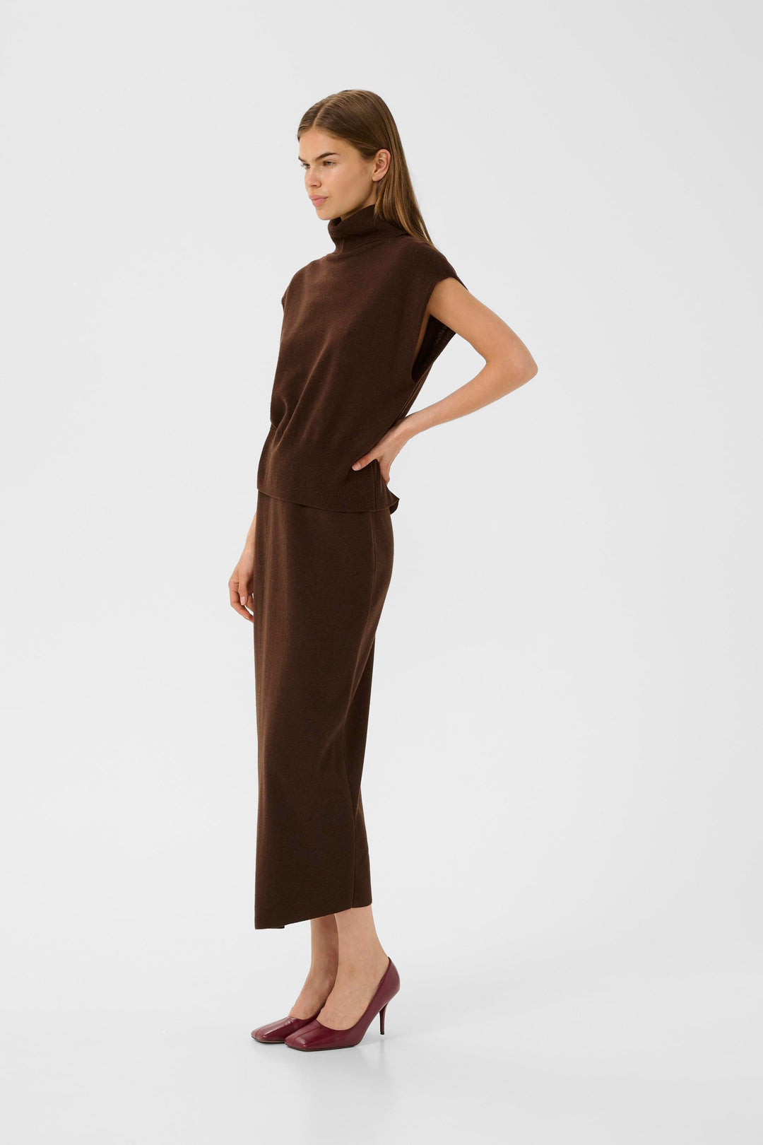Gestuz - Gzmanzi Waistcoat 10910532 - 108275 - Deep Burnt Brown Frakker 