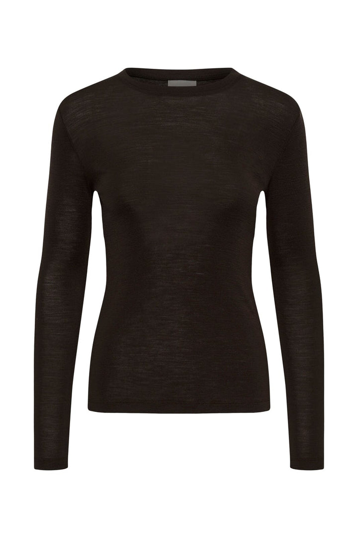 Gestuz - Gzninia Ls Wool Roundneck 10910696 - 191109 - Chocolate Torte