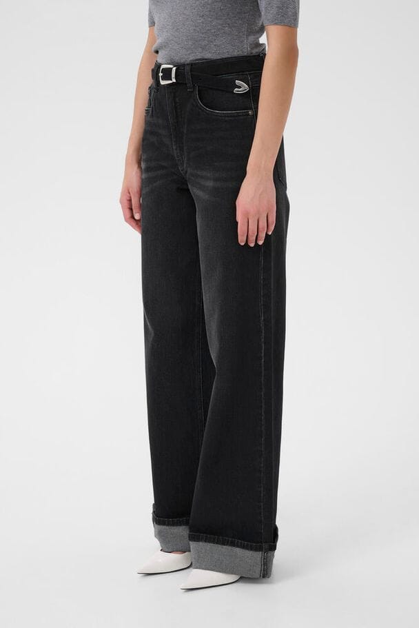 Gestuz - Gzsara Wide Jeans 10910809 - 100617 - Washed Dark Black Jeans 