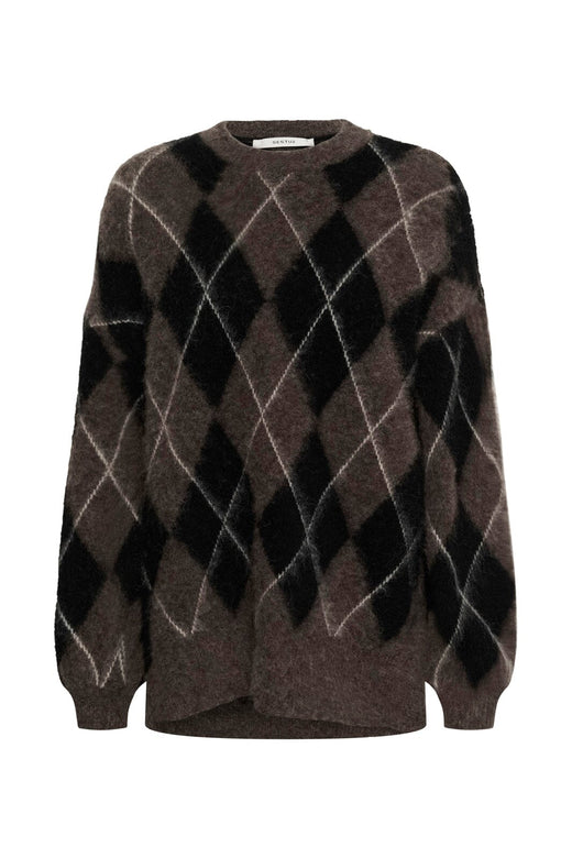 Gestuz - Gzsida Multi Long Pullover 10911670 - 1000153 - Black/Chestnut/Ivory