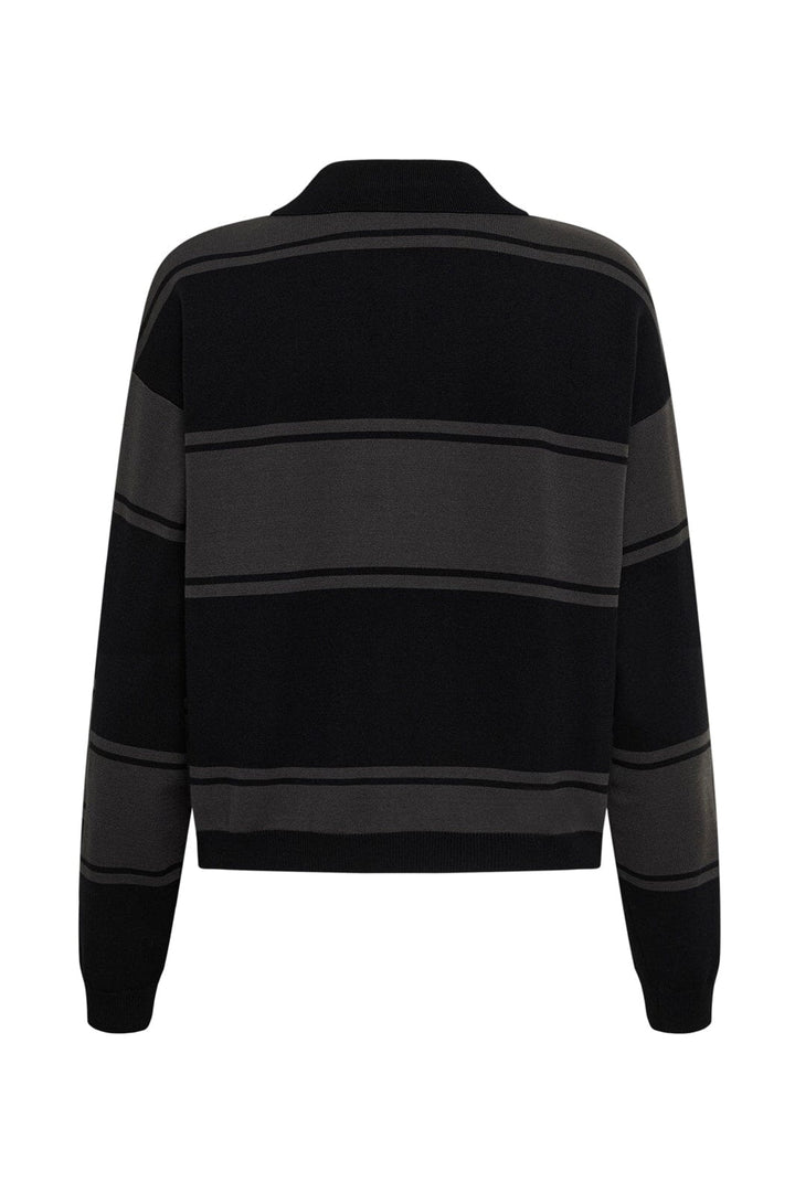 Gestuz - Gzsilda Polo Pullover 10911513 - 109930 - Black/Raven Striped