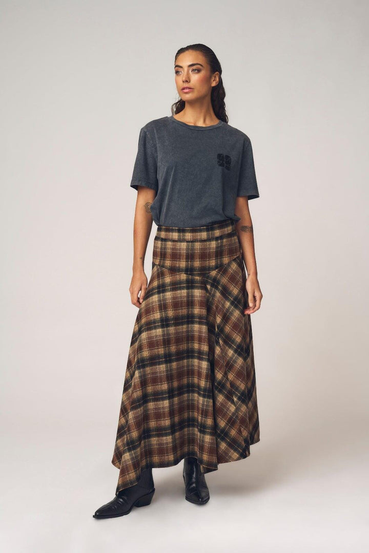 Gossia - Fleurgo Skirt G3103 - Brown Checks Nederdele 