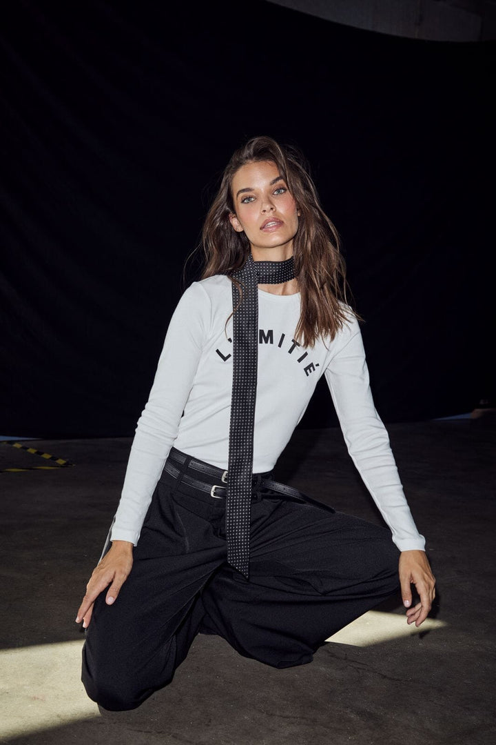 Haute L'Amitié - Clean Ls Logo Tee Hl10850 - Off-White Bluser 