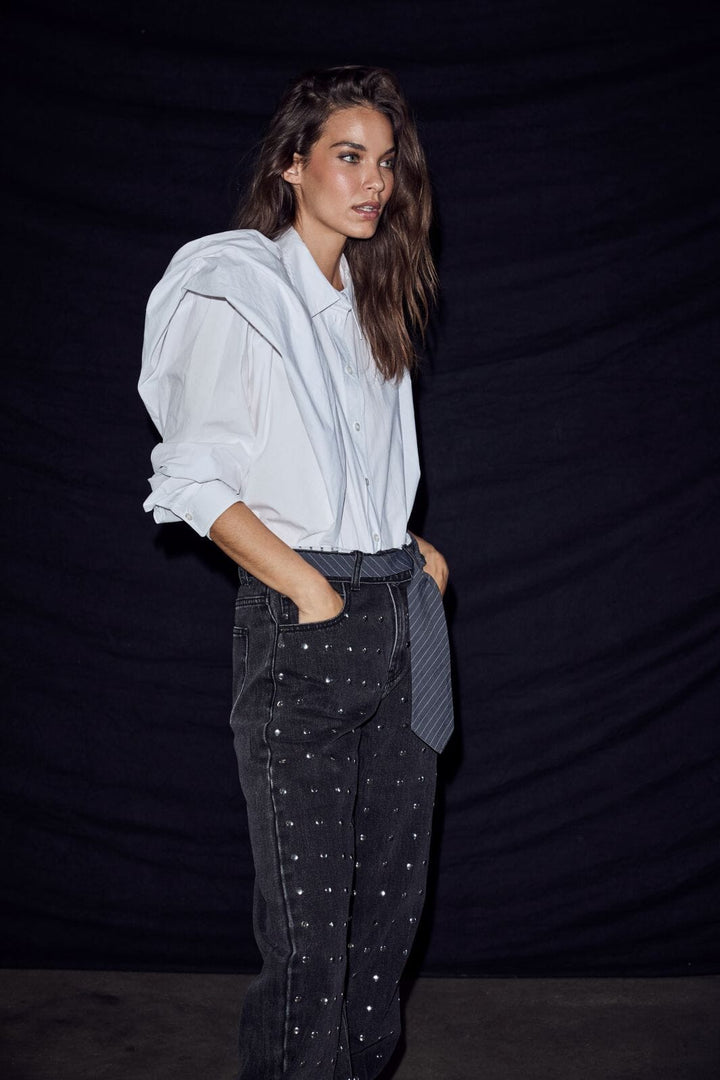 Haute L'Amitié - Cosmopolitan Drape Shirt Hl10904 - White Skjorter 