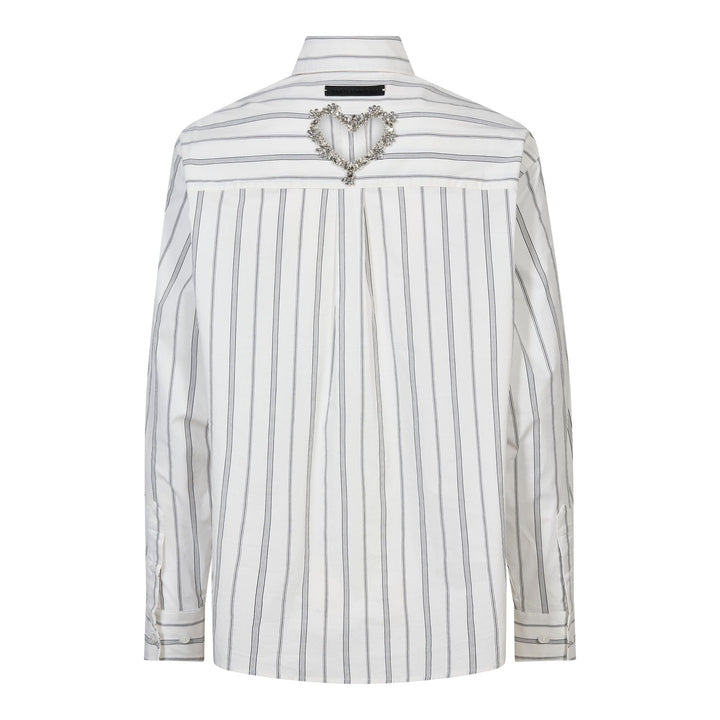 Haute L'Amitié - Crystal Heart Stripe Shirt Hl10962 - White Skjorter 