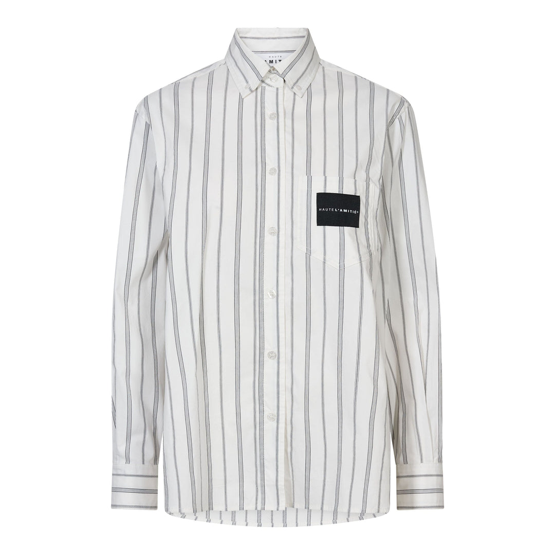 Haute L'Amitié - Crystal Heart Stripe Shirt Hl10962 - White Skjorter 
