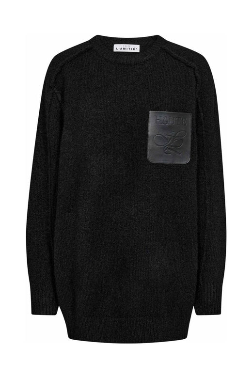 Haute L'Amitié - Darcia Reverse Ovesize Pocket Knit HL10778 - Antracit Melange Strikbluser 