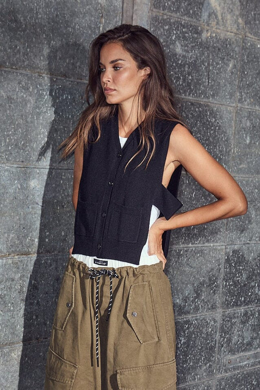 Haute L'Amitié - Duke Cut Vest Hl10972 - Black Strikbluser 