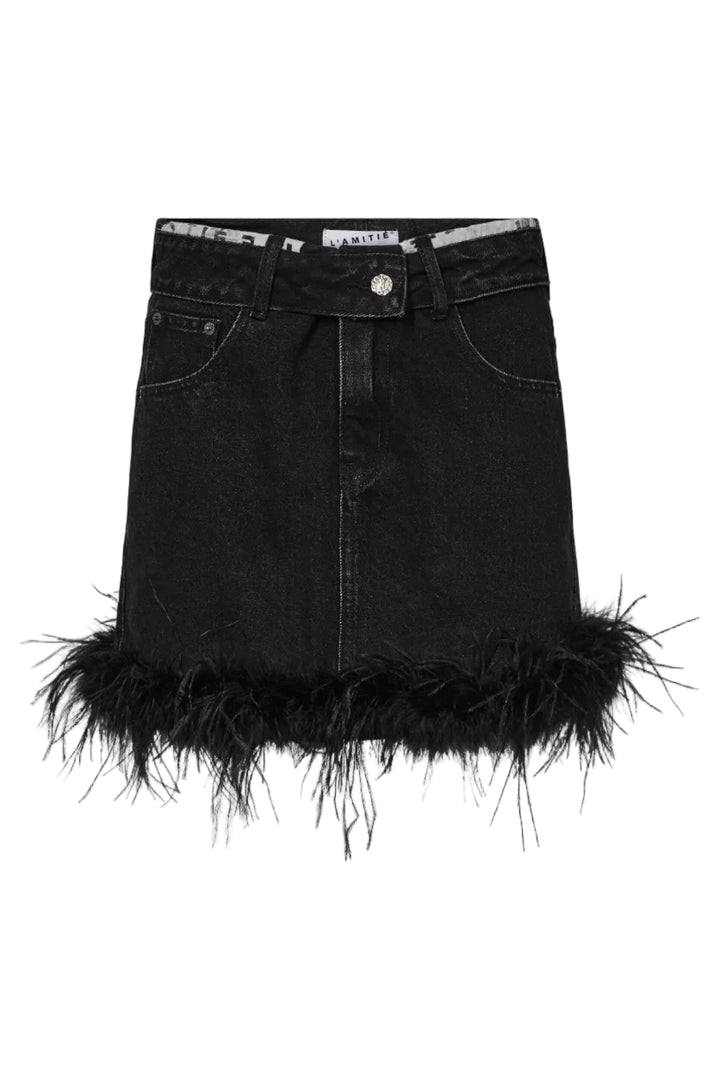 Haute L'Amitié - Flip Waist Feather Skirt Hl10950 - Black Nederdele 