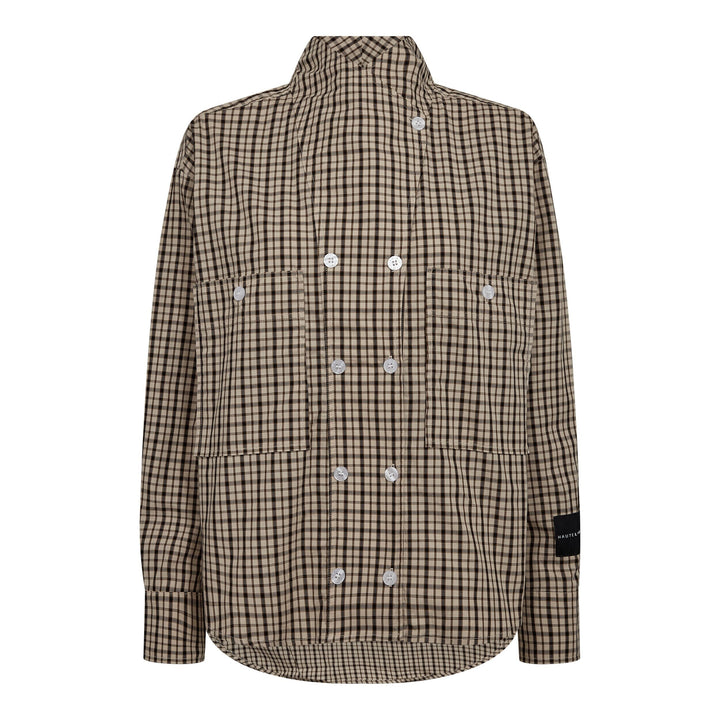 Haute L'Amitié - High Collar Check Shirt HL10839 - Beige Skjorter 