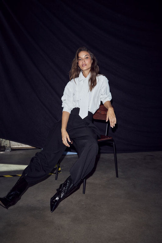 Haute L'Amitié - Inez Pin Frill Tie Shirt Hl10981 - Off-White Skjorter 