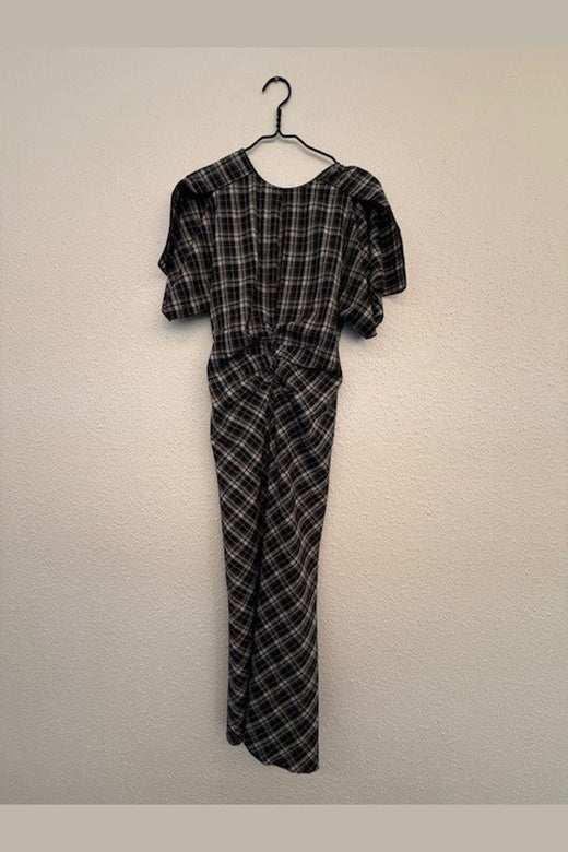 Haute L'Amitié - Iris Long Gather Check Dress HL10854 - Black Check