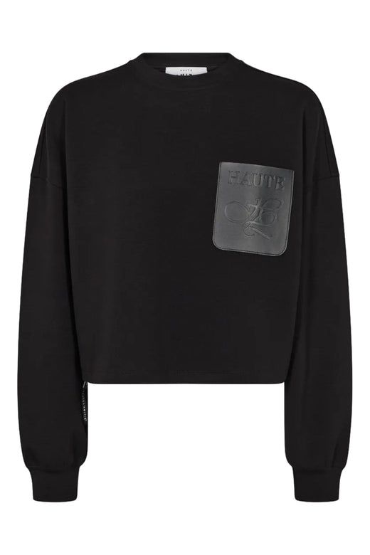 Haute L'Amitié - Maxi Crop Zip Pocket Sweat Hl10909 - Black Sweatshirts 