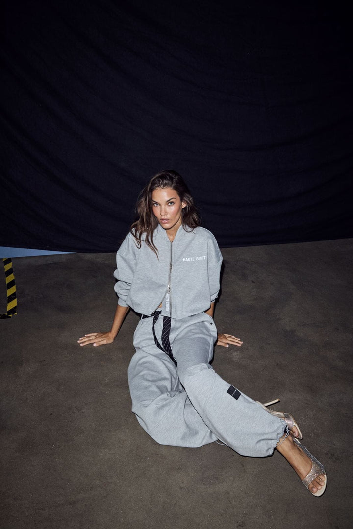 Haute L'Amitié - Maxi Crop Zip Sweat Hl10880 - Grey Melangé Sweatshirts 