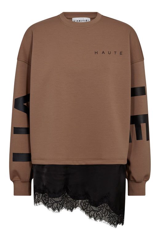 Haute L'Amitié - Maxi Split Lingerie Sweat HL10790 - Walnut Sweatshirts 