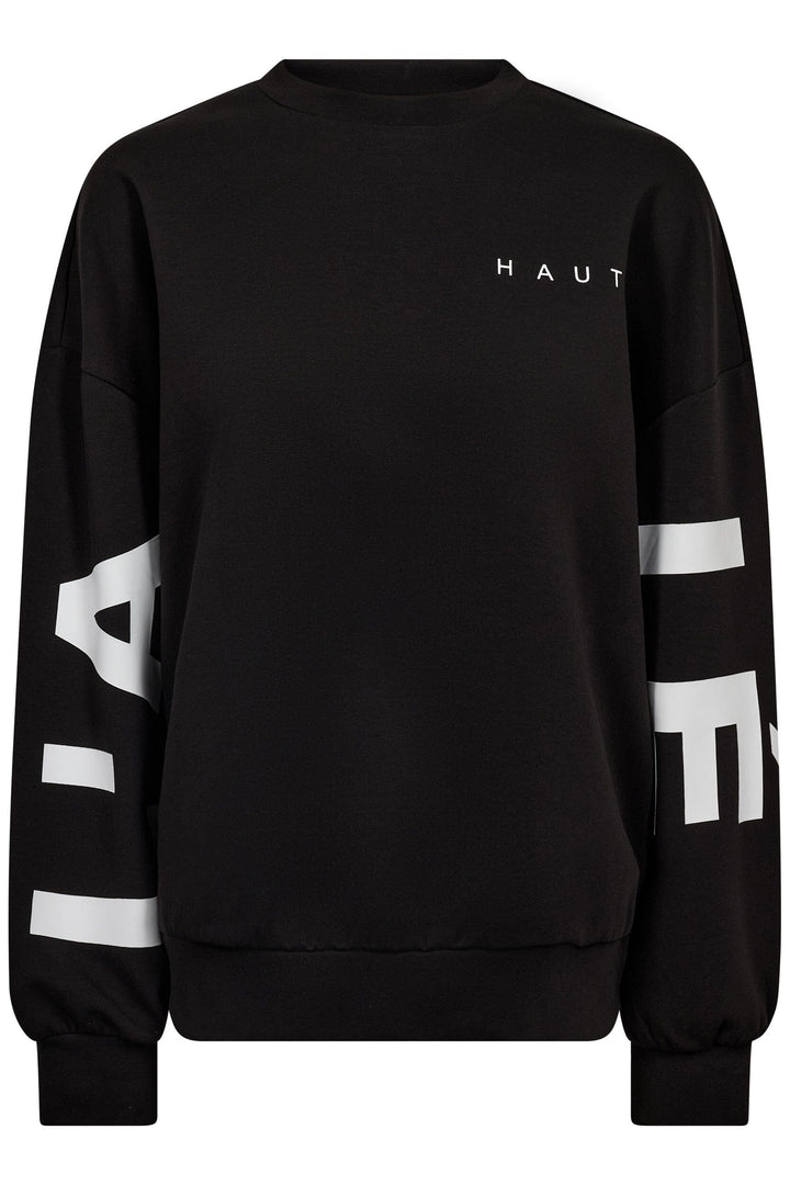 Haute L'Amitié - Maxi Split Logo Sweat HL10413 - Black/ White Print Sweatshirts 
