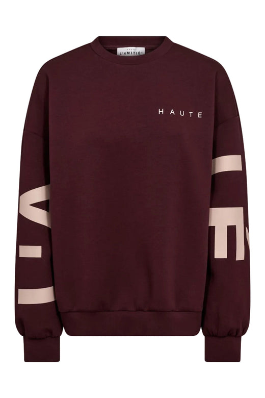 Haute L'Amitié - Maxi Split Logo Sweat HL10413 - Wine Sweatshirts 