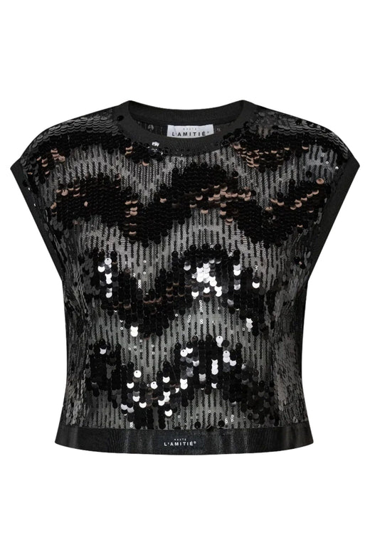 Haute L'Amitié - Mirror Sequin Crop Top Hl10957 - Black Toppe 