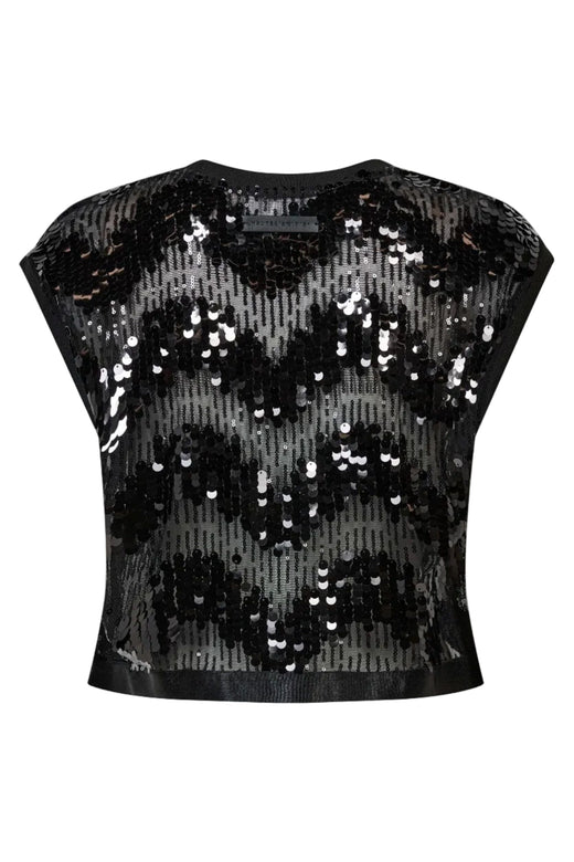 Haute L'Amitié - Mirror Sequin Crop Top Hl10957 - Black Toppe 