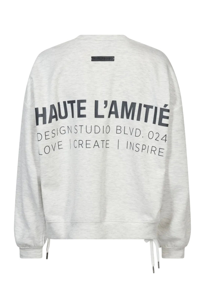 Haute L'Amitié - New Studio Tie Sweat Hl10714 - Pearl Melangé / Antracit Print Sweatshirts 