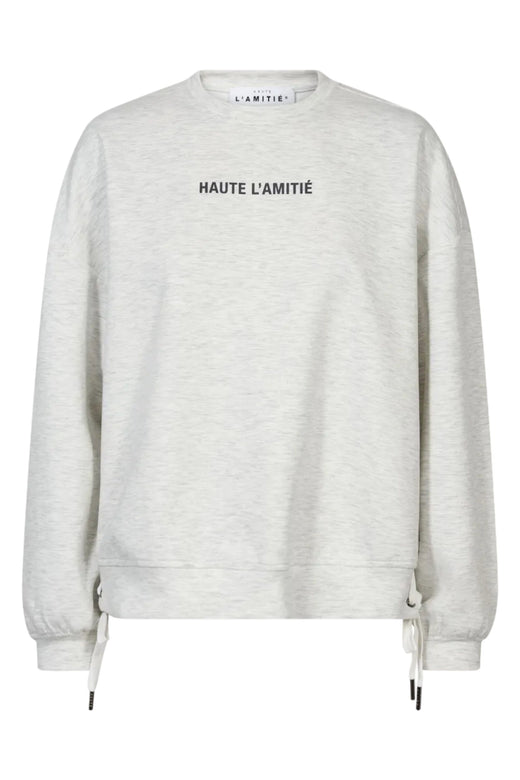 Haute L'Amitié - New Studio Tie Sweat Hl10714 - Pearl Melangé / Antracit Print Sweatshirts 