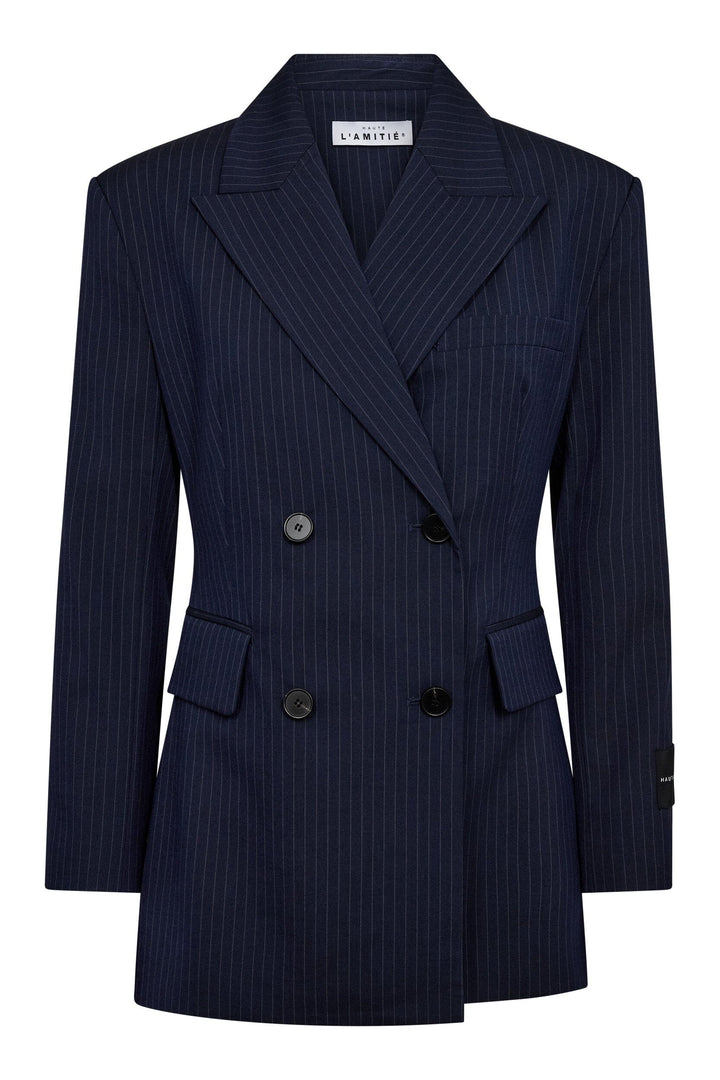 Haute L'Amitié - Pin Waist Fit Blazer HL10785 - Navy Blazere 