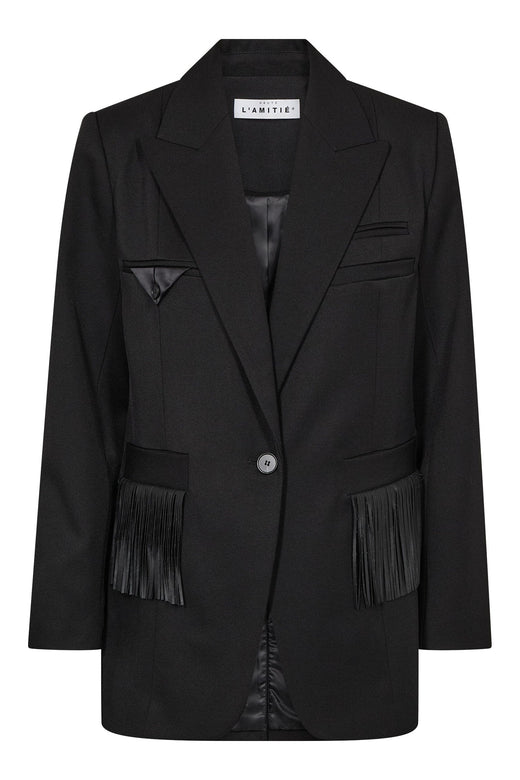 Haute L'Amitié - Premiere Fringe Blazer Hl10745 - Black Blazere 