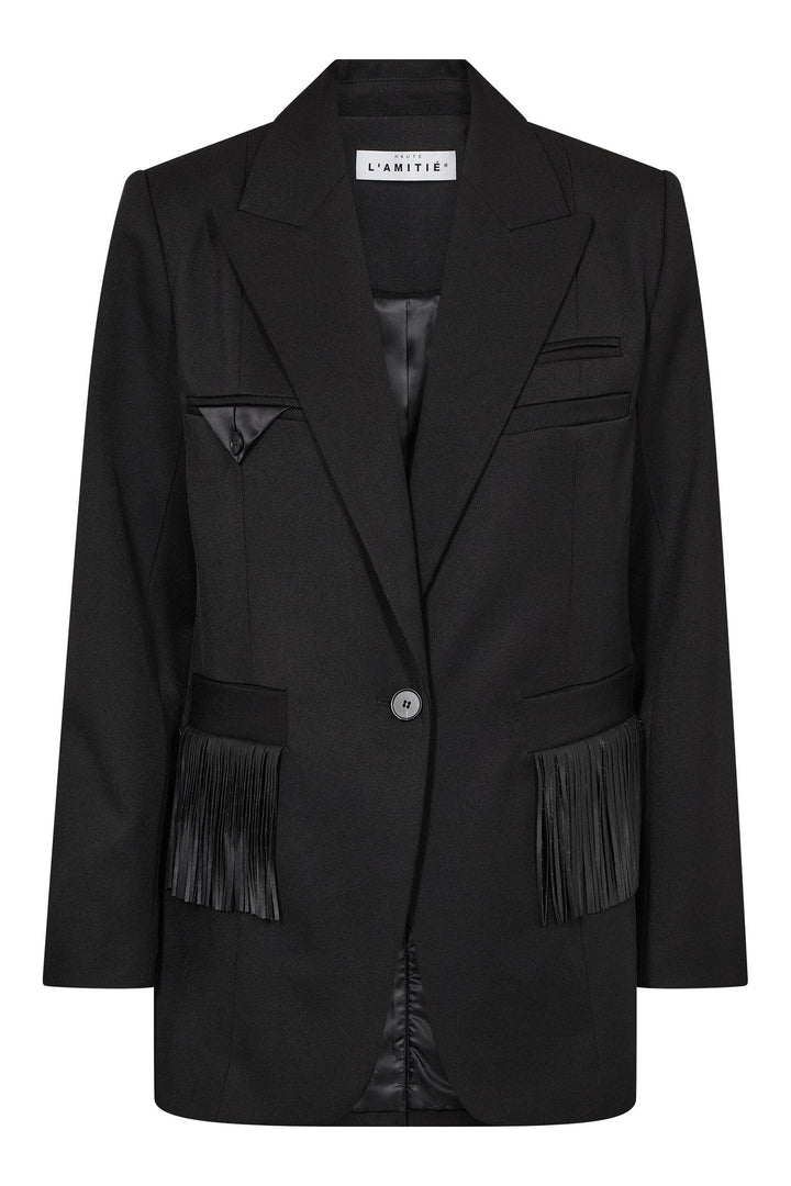 Haute L'Amitié - Premiere Fringe Blazer Hl10745 - Black Blazere 