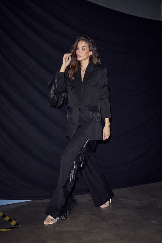 Haute L'Amitié - Premiere Fringe Plain Pant Hl10921 - Black Bukser 